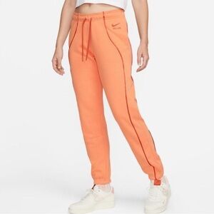 Women’s Nike Air Mid Rise Jogger Sweatpants Orange Sz Small